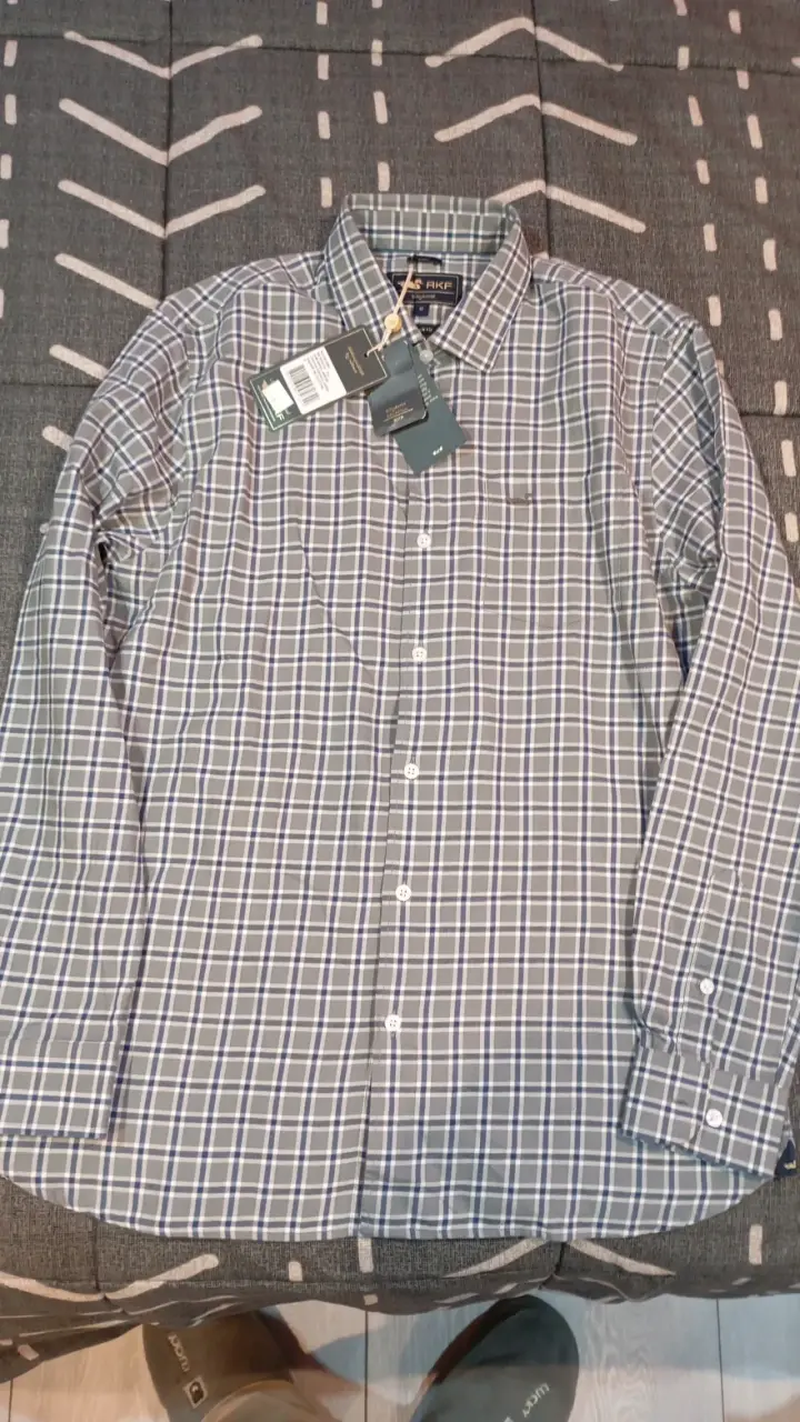 Camisa rockford de cuadros azul con etiquetas - 1