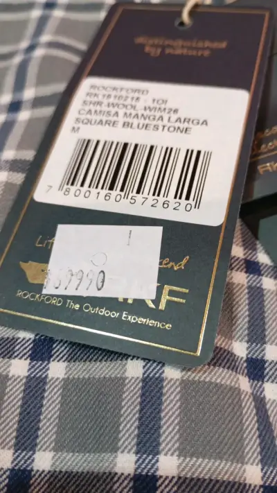 Camisa rockford de cuadros azul con etiquetas - miniatura 3