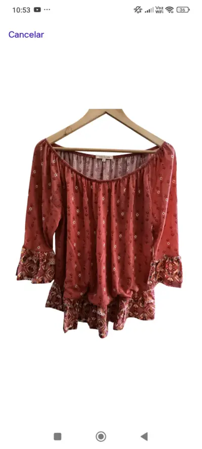 Blusa roja con estampado bohemio - miniatura 1