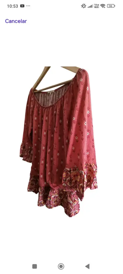 Blusa roja con estampado bohemio - miniatura 2