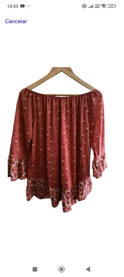 Blusa roja con estampado bohemio - miniatura 4