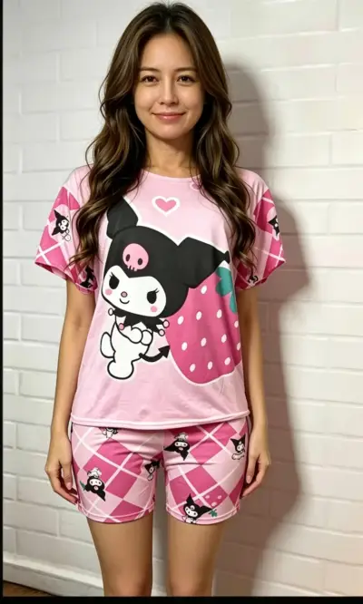 Pijama rosa con diseño de kuromi talla XL - miniatura 2