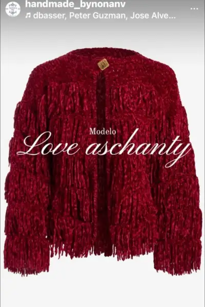 Chaqueta artesanal roja de flecos - miniatura 1