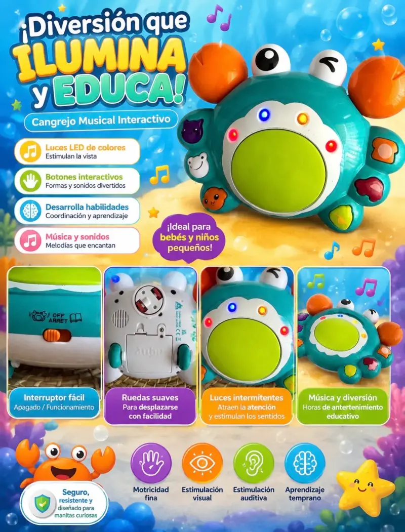 Juguete cangrejo musical interactivo - 6