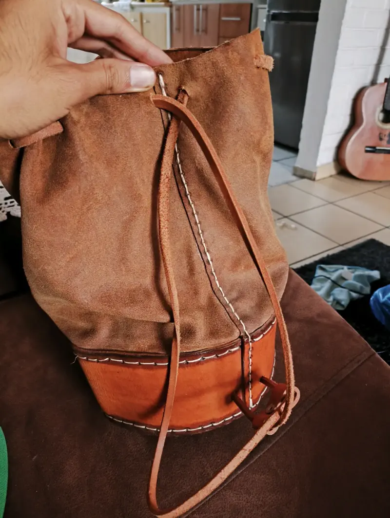 Bolso de Viaje / Mochila Vintage 100% Cuero Natura - 1