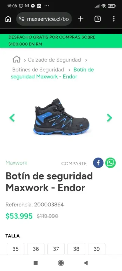 Botas de seguridad Maxwork negras y azules - miniatura 2