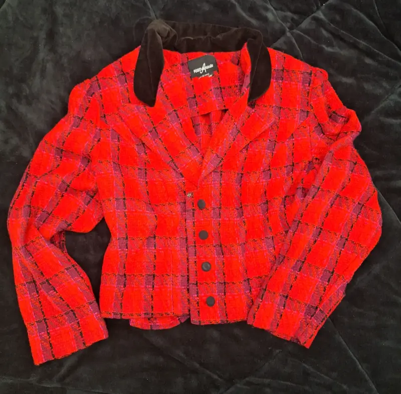 Chaqueta roja cuadros estilo vintage