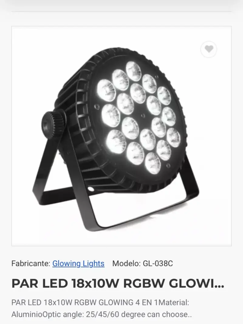 Luz PAR LED 18x10W RGBW