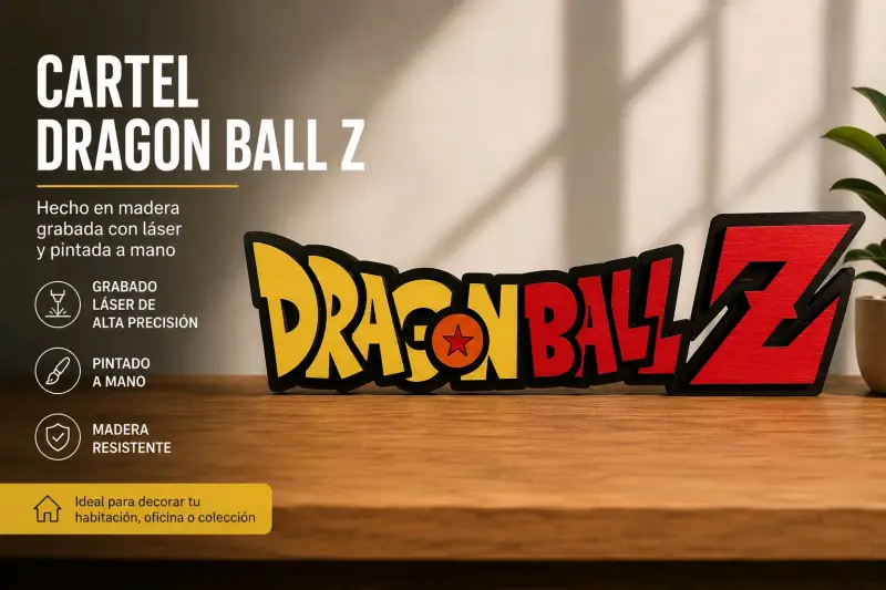 Logo Dragon Ball Z en madera