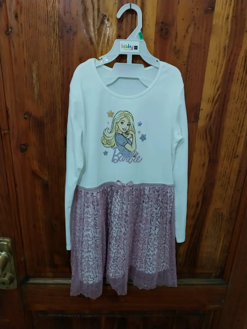 Vestido Barbie blanco y lila - 1