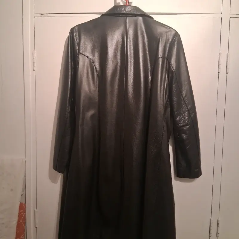 Abrigo de cuero negro Next - 2