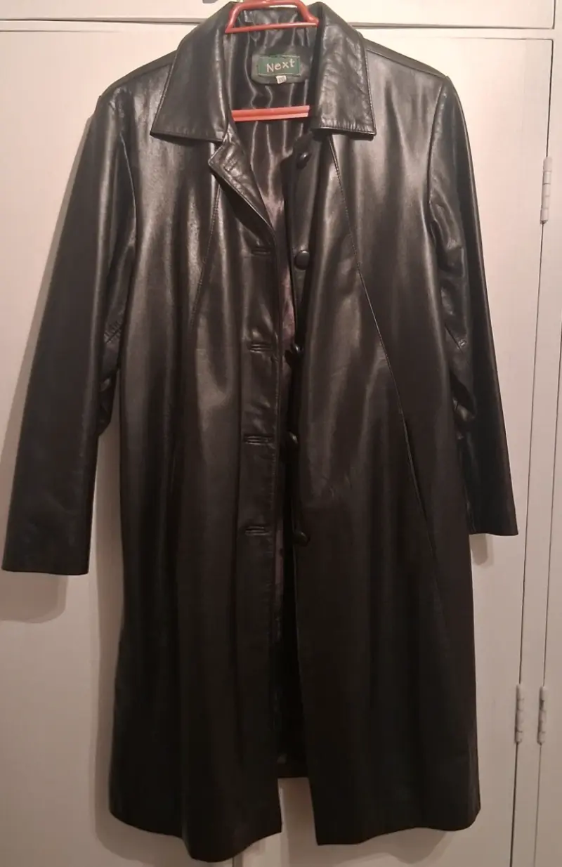 Abrigo de cuero negro Next - 4