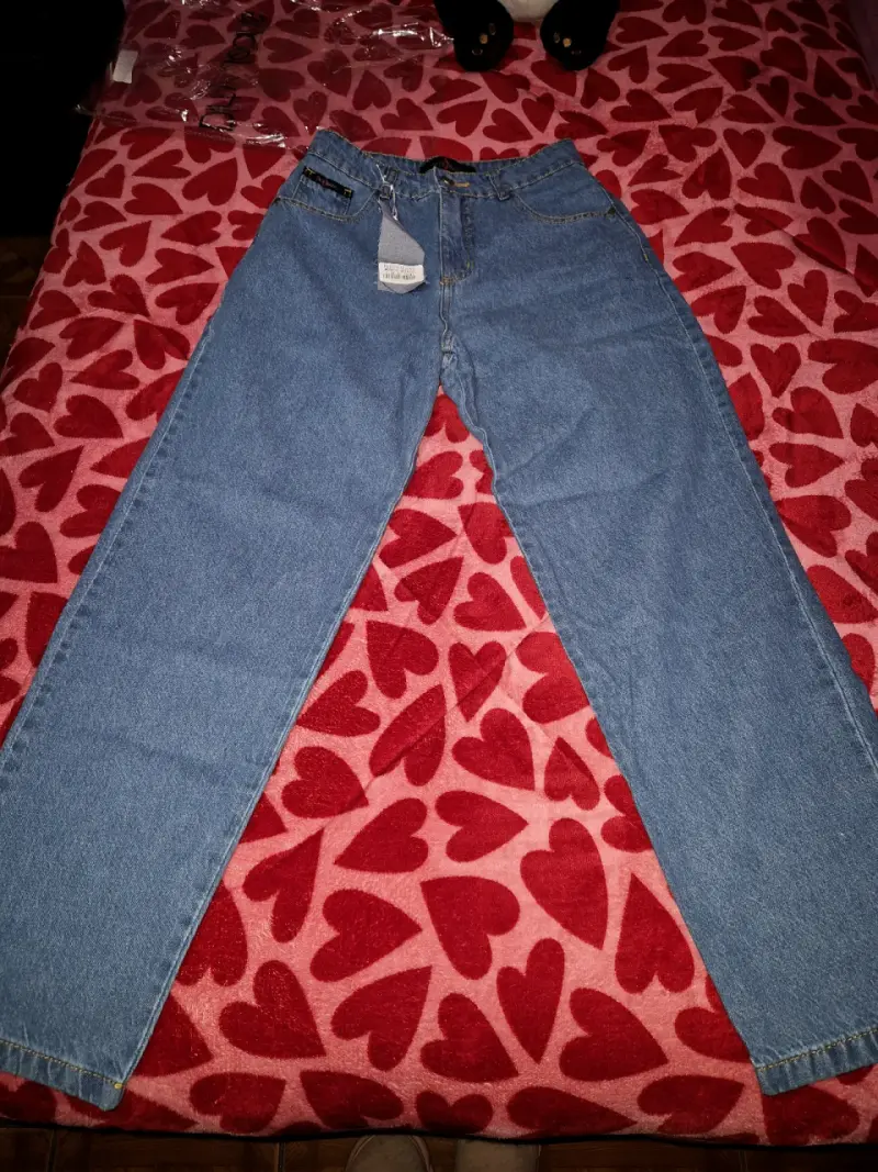 Jeans mom azul para mujer con etiqueta - 1