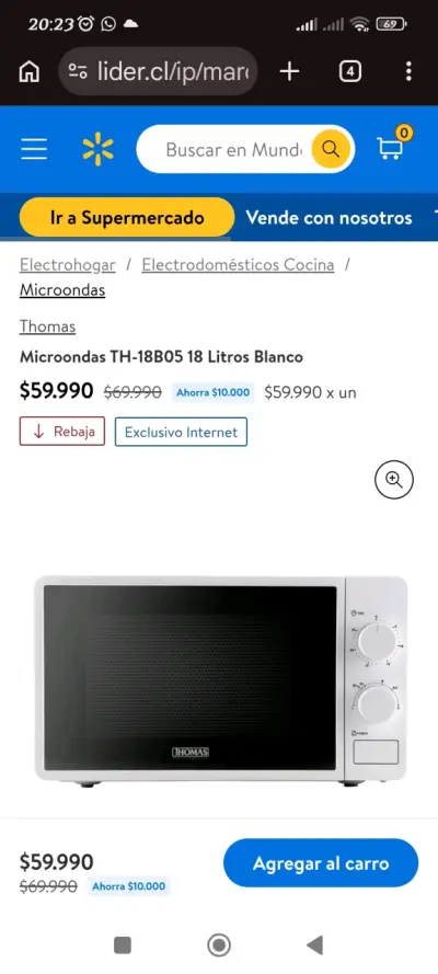 Microondas Thomas TH-18B05 Blanco - miniatura 1