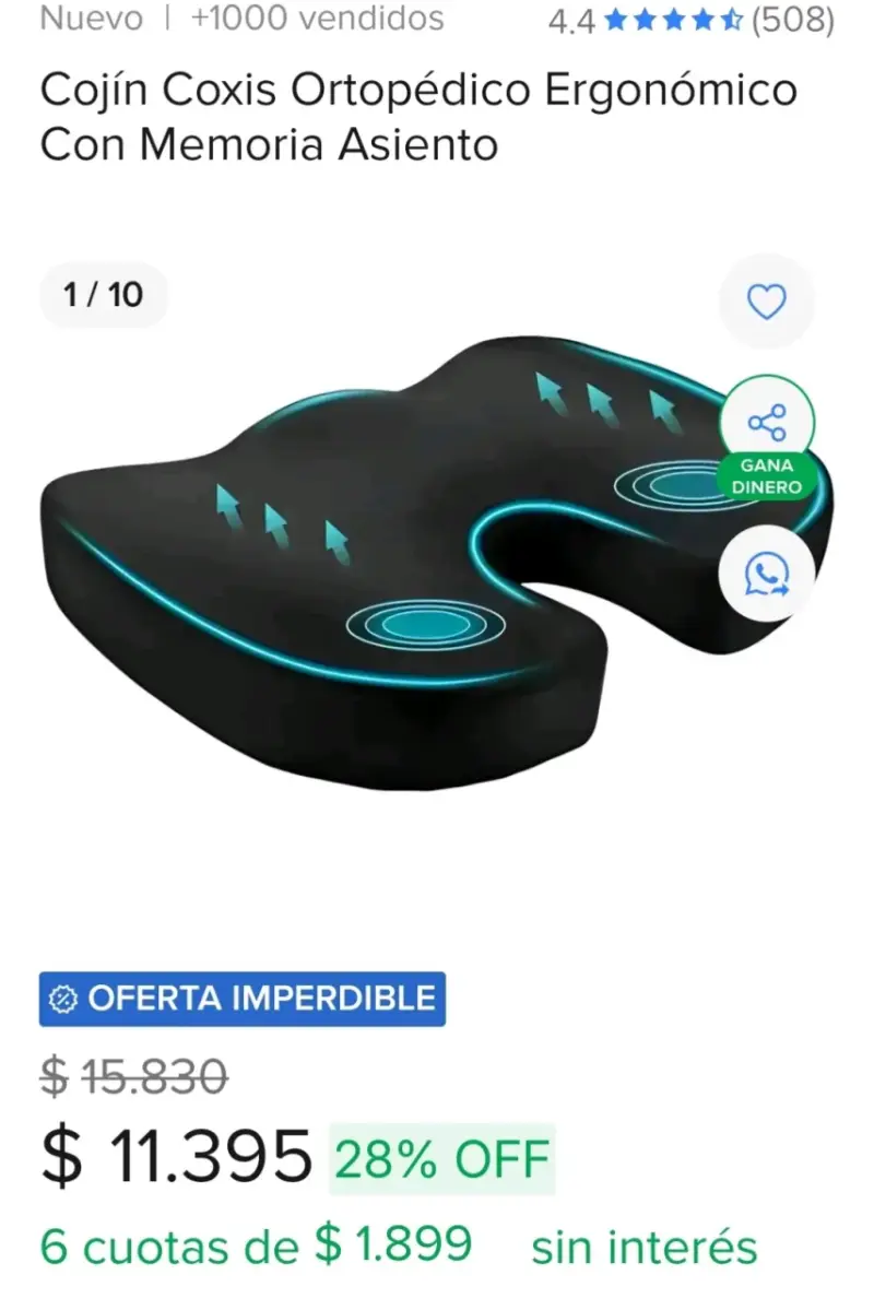 Cojín coxis ergonómico ortopédico - 1