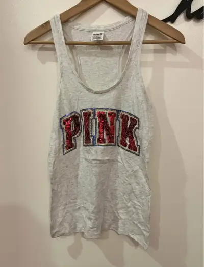 Polera sin mangas gris "PINK" - miniatura 1