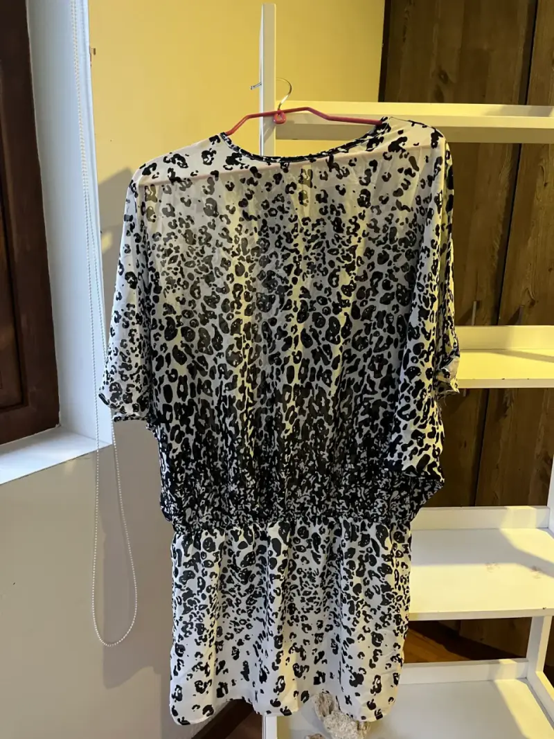 Vestido estampado leopardo blanco y negro - 3