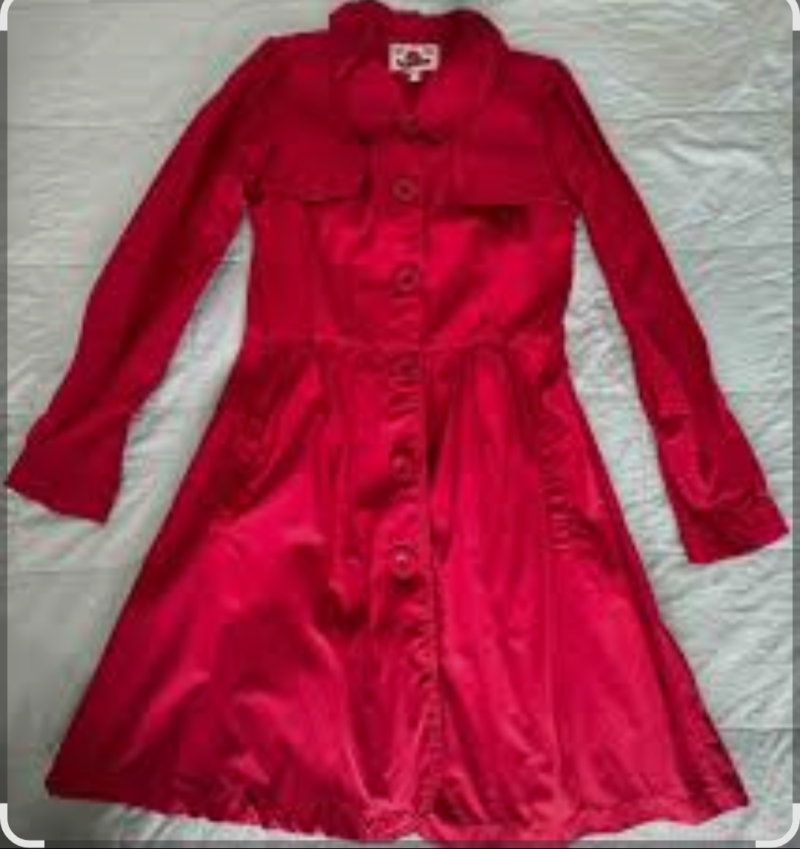 Abrigo rojo largo para mujer - 1