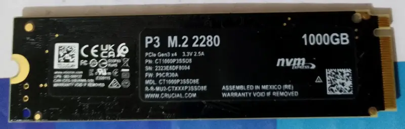 SSD M2 Crucial P3 PCIe 1 TB - 2