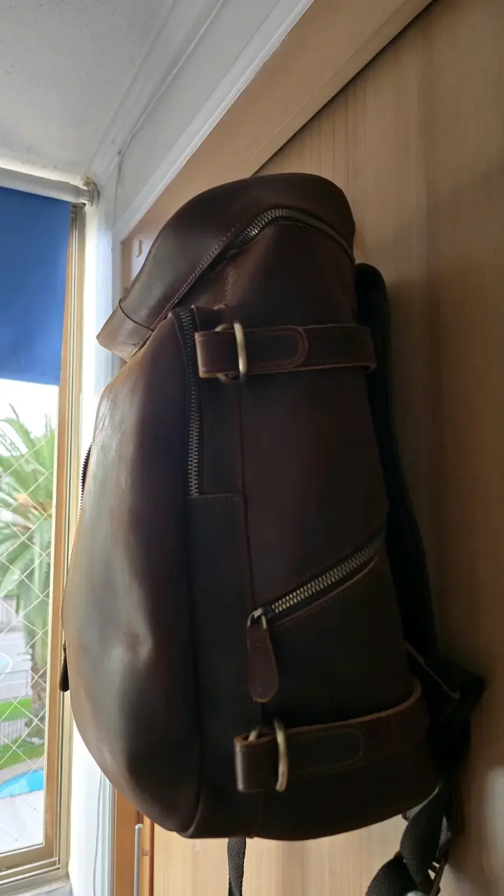 Mochila de cuero marrón - 2
