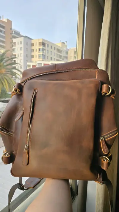 Mochila de cuero marrón - miniatura 6
