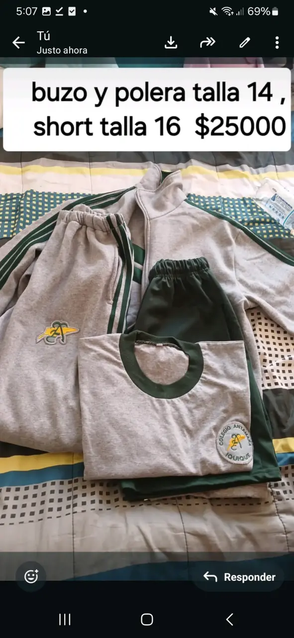 Conjunto escolar talla 14