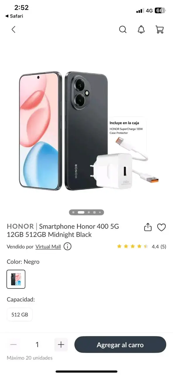 Smartphone Honor 400 negro seminuevo - 4