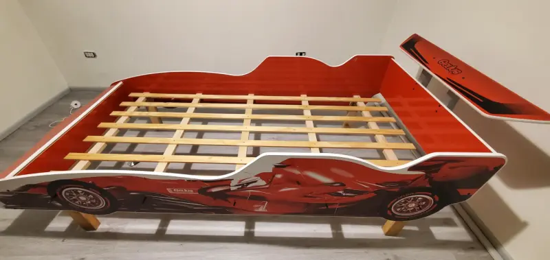 Cama infantil auto de carreras roja - 1