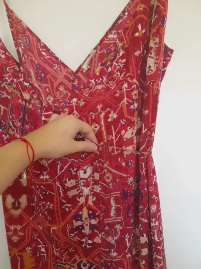Vestido largo rojo estampado - miniatura 2