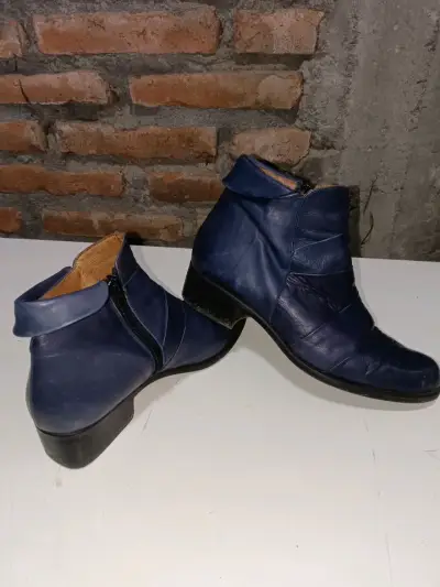 Botines de cuero azul oscuro - miniatura 1