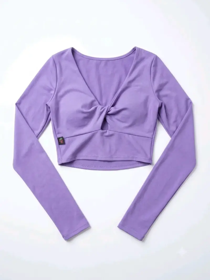 Blusa corta rosada con lazo - 4