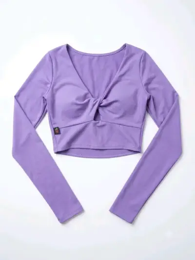 Blusa corta rosada con lazo - miniatura 4