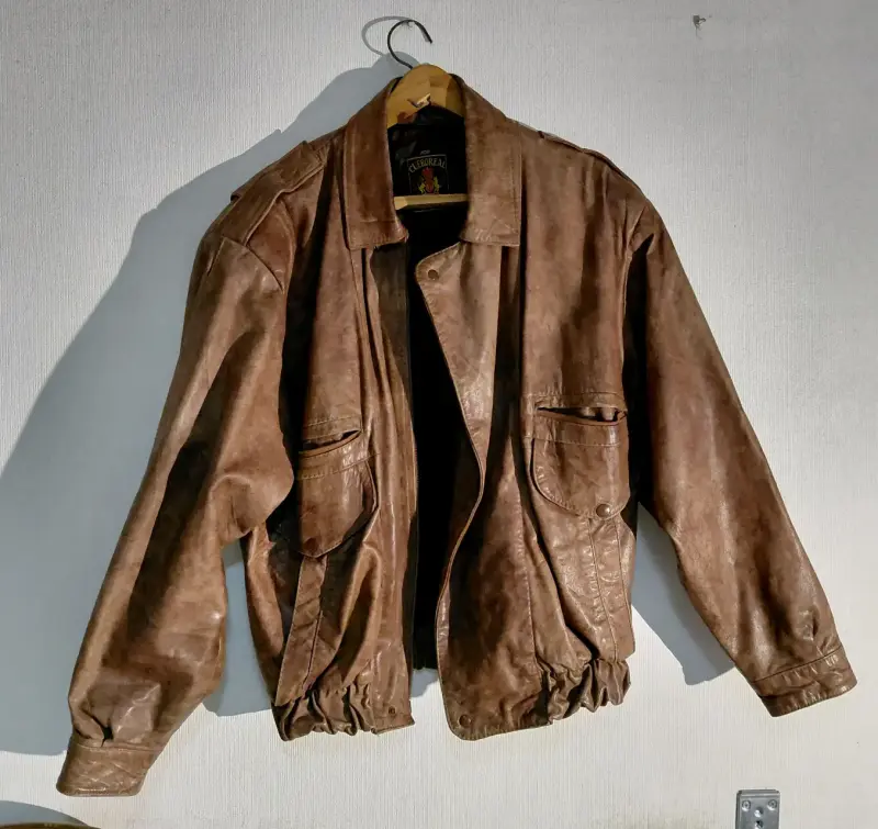 Chaqueta de cuero marrón vintage - 1
