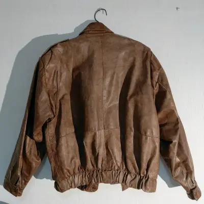 Chaqueta de cuero marrón vintage - miniatura 2