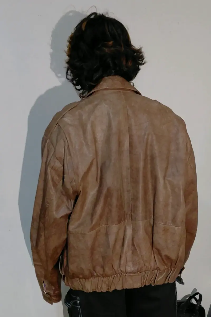 Chaqueta de cuero marrón vintage - 3