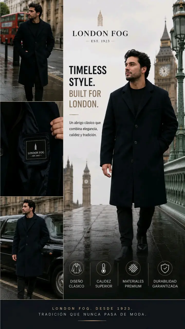 Abrigo negro para hombre London Fog - 2