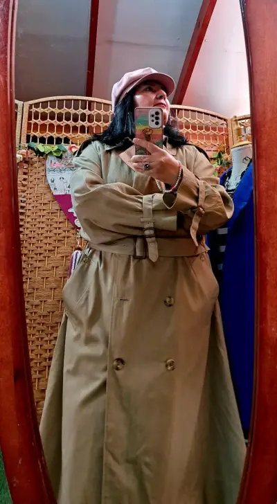 Trench coat beige vintage talla 2XL - miniatura 2