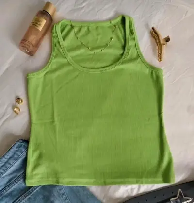 Polera verde, naranja y rosa, sin mangas - miniatura 1