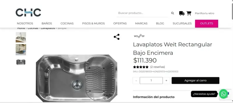 Lavaplatos Weit rectangular bajo encimera - 1