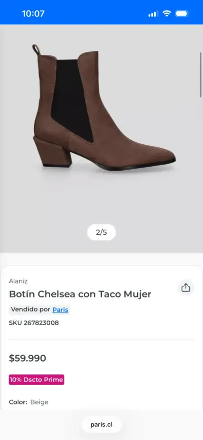 Botín Chelsea Alaniz beige - miniatura 1