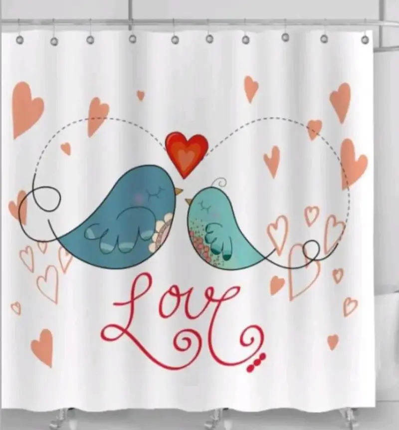 Cortina de baño impermiable con diseño de pájaros