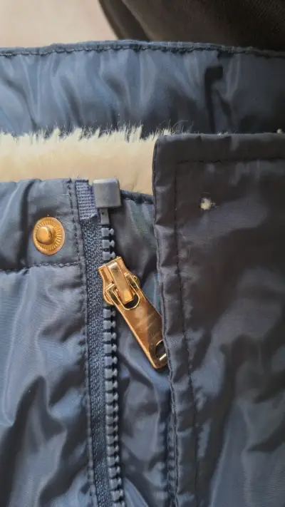 Parka azul con forro de piel - miniatura 4