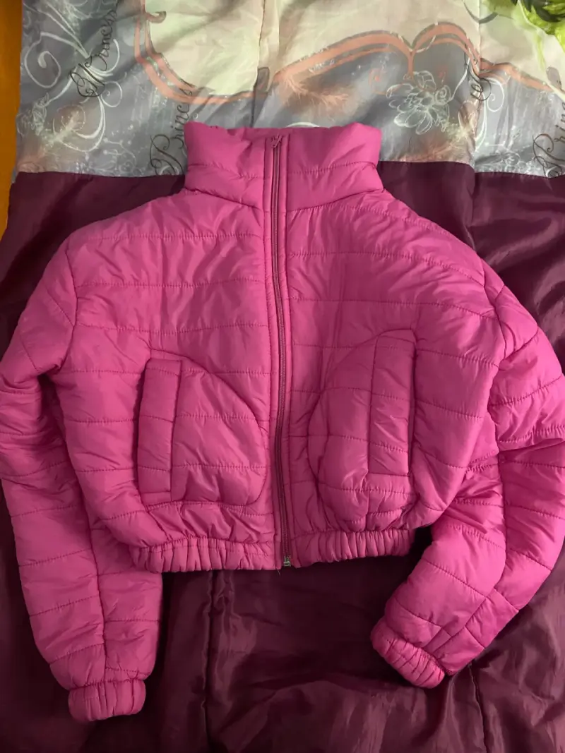 Chaqueta acolchada fucsia mujer