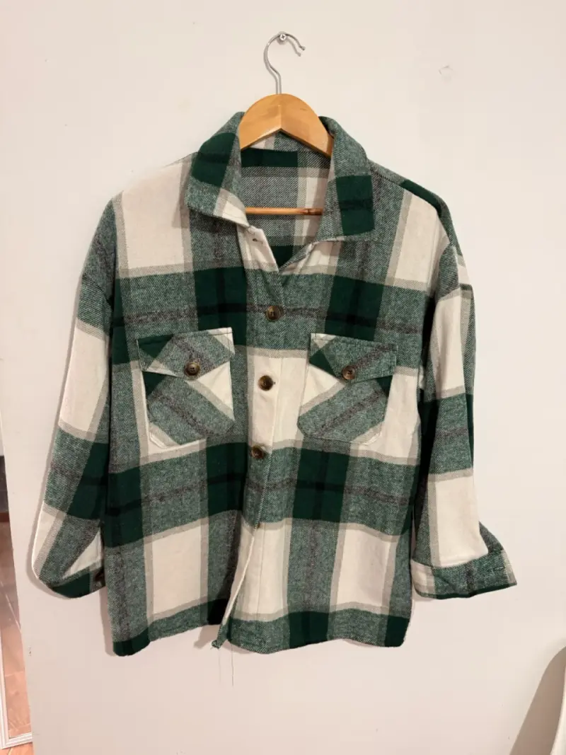 Camisa de franela a cuadros verde