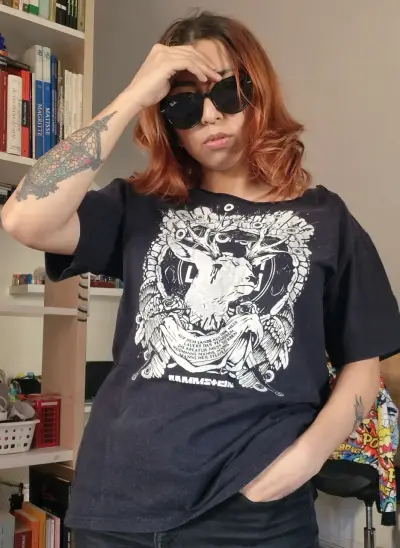 Polera negra Rammstein oversize (hombre/mujer) - miniatura 1