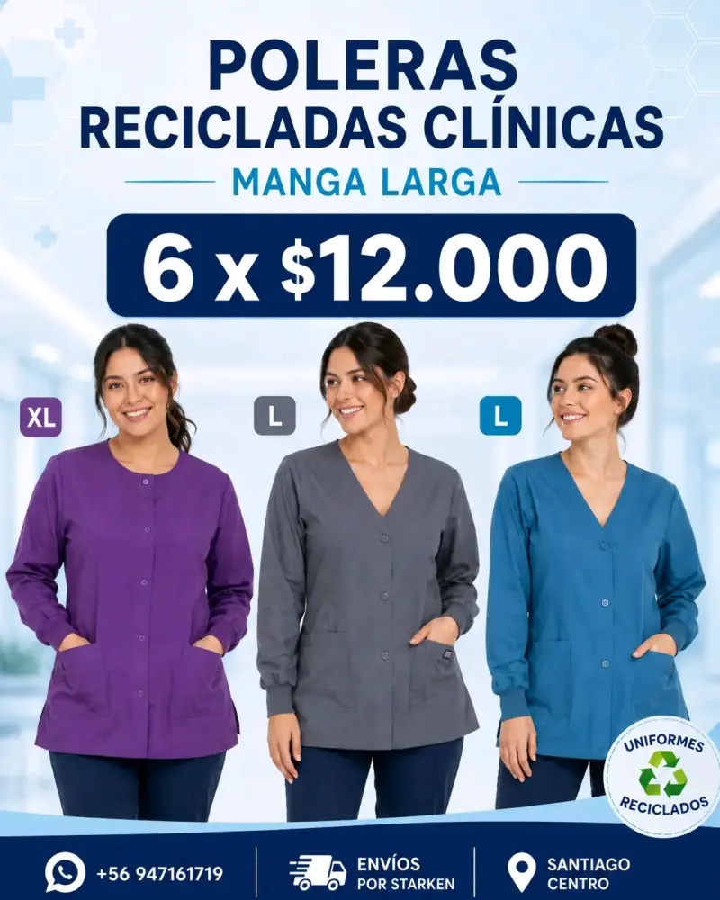 Poleras clínicas recicladas manga larga - 1