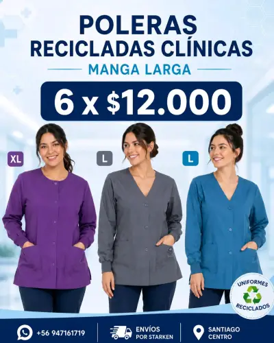 Poleras clínicas recicladas manga larga - miniatura 1