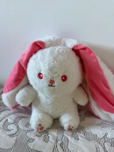Peluche conejo blanco y rosado - miniatura 1