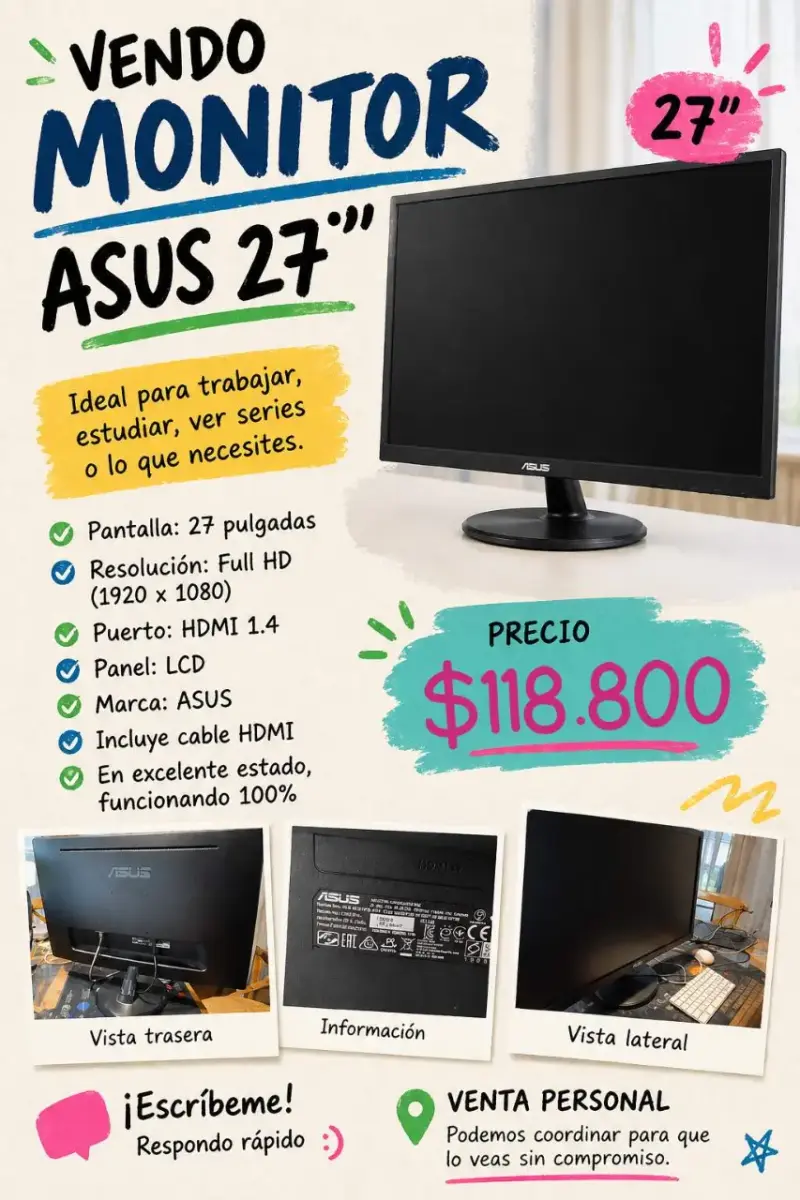 Monitor ASUS 27 pulgadas