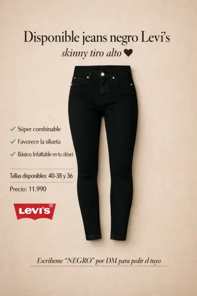 Jeans negros Levi's skinny - miniatura 1